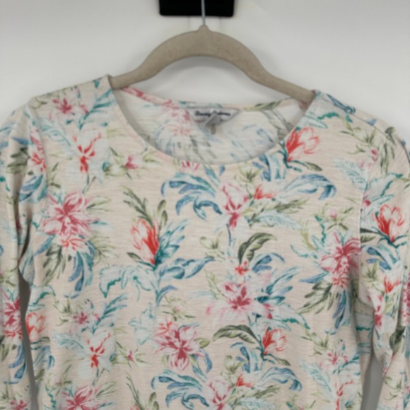 Tommy Bahama Womens Floral Print Cotton 3/4 Sleeve Top XS TP - Picture 2 of 9
